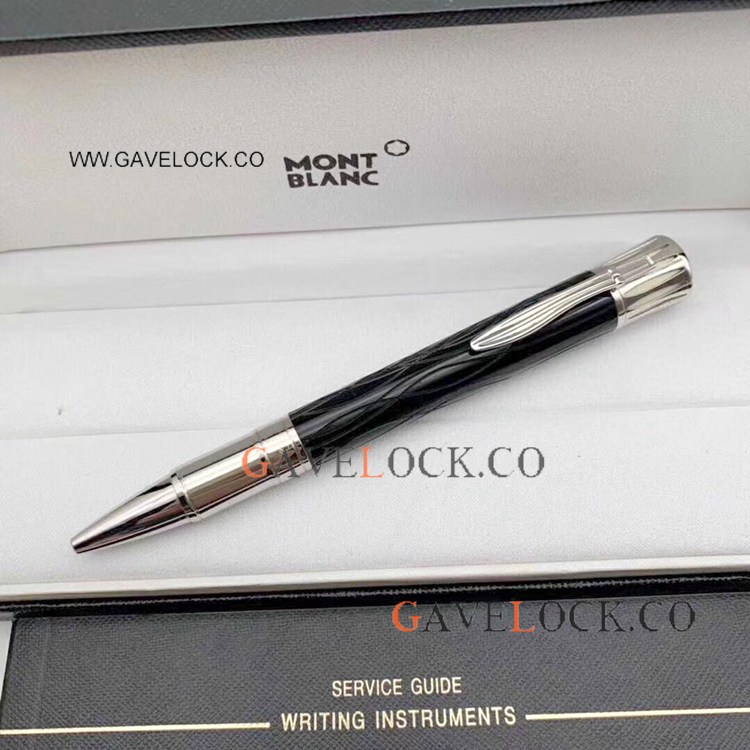 AAA Grade Mont blanc Mark Twain Ballpoint Pen Black&Silver
